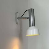 Vintage adjustable wall lamp, chrome and white lacquered metal, France 1960
