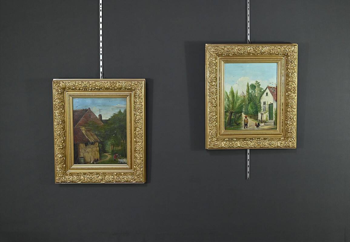 Pair of “Country Scenes” Paintings, signed A. Minne – Late 19th century