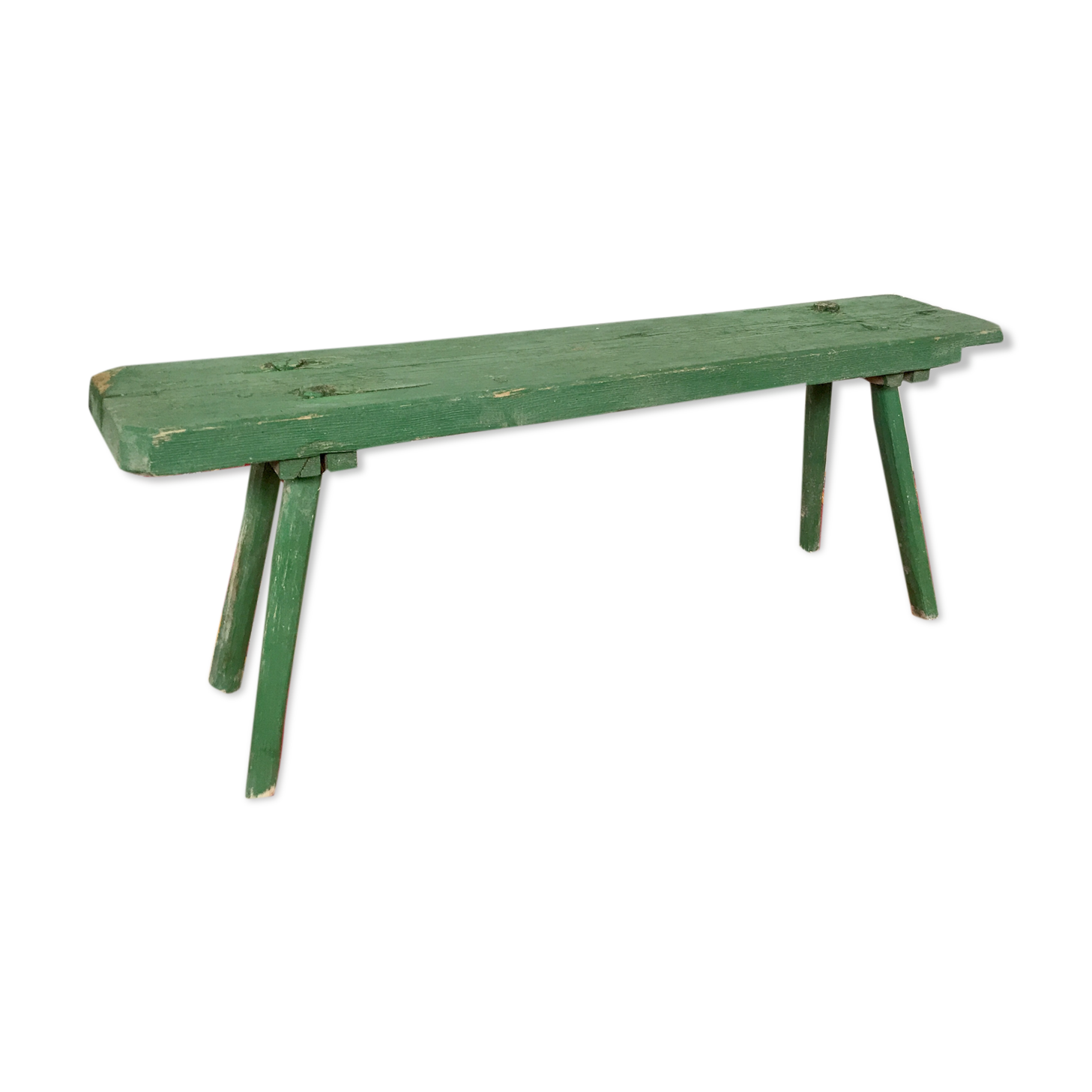 Old vintage bench in green patina fir