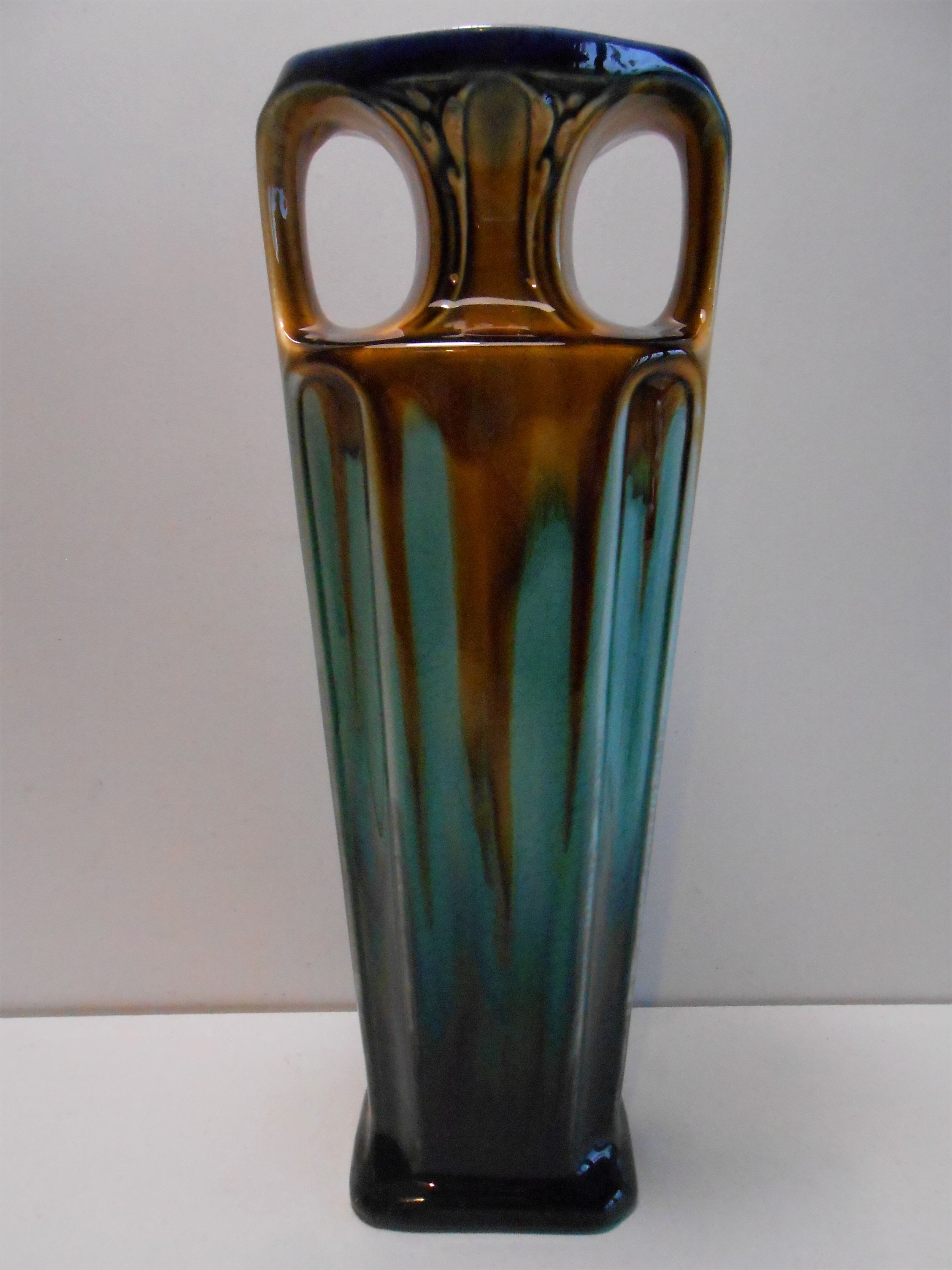 Vase polychrome art deco orchies