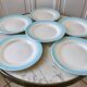 Set of 6 dessert plates sky blue gradient pastel years 40-50