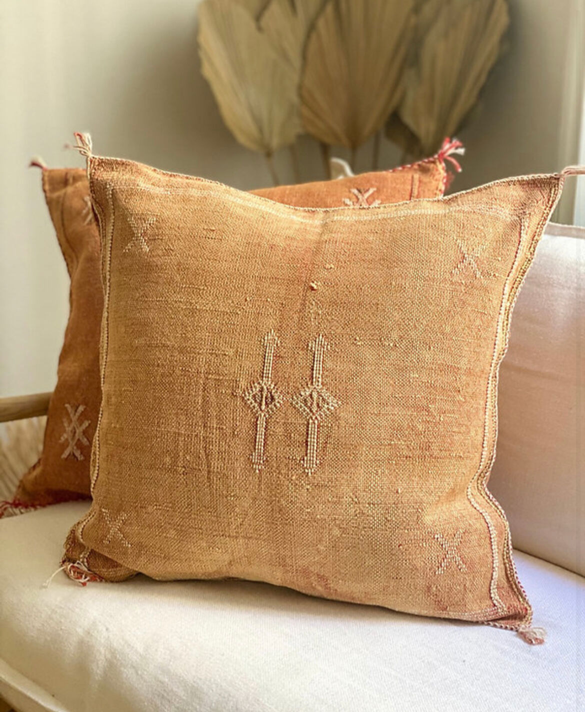 Faded orange cactus silk sabra cushion cover