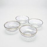 Salad bowl and 4 glass bowls with gilding, 1930 fruit salad service.
