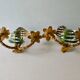 Pair of bamboo and palm sconces in metal 70s