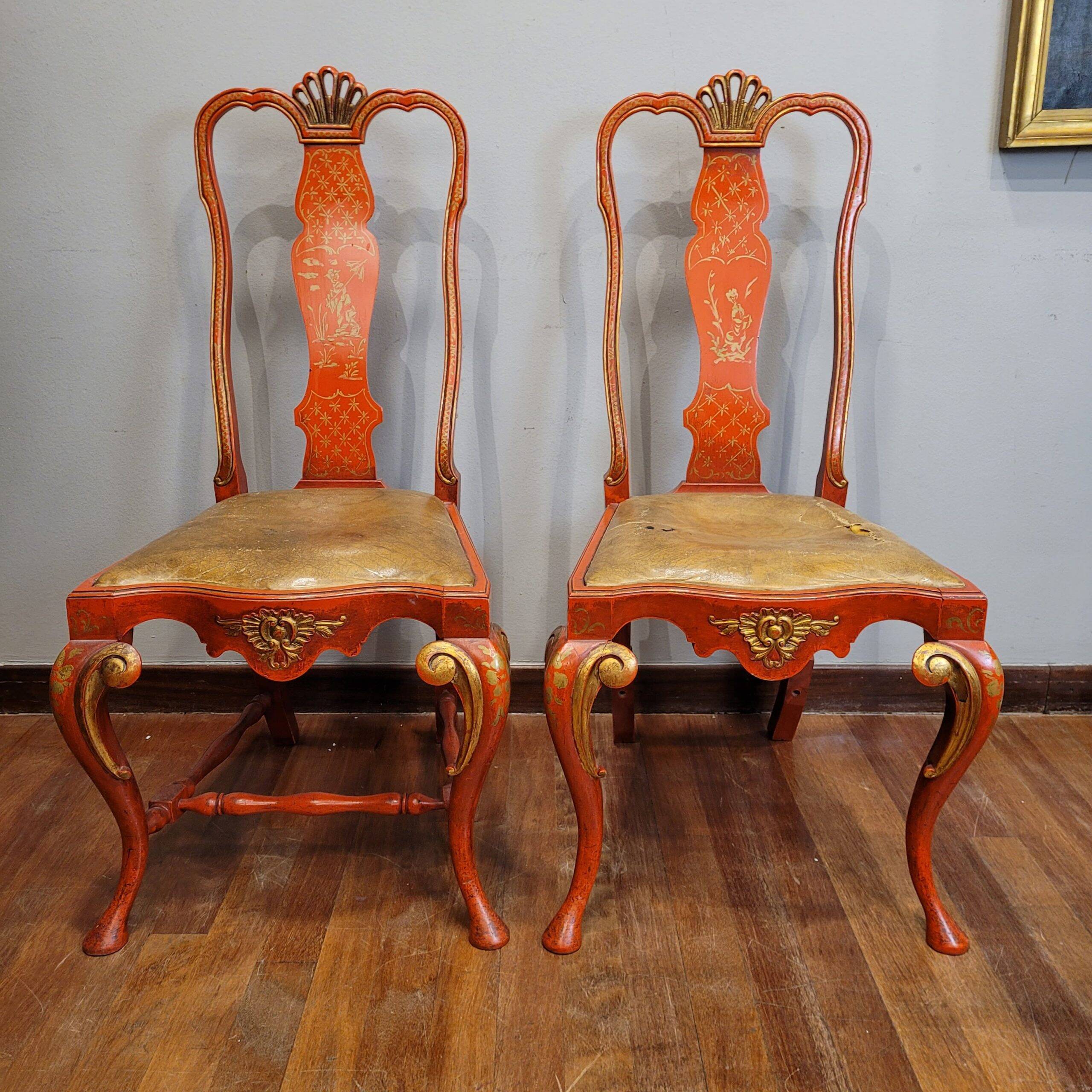 Pair of lacquered wood Chippendale chairs, after Pierre Lottier, 1970s – Spain