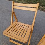 Set of 4 Folding Chairs in Wood and Plywood
