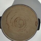 Artisanal sandstone dish signed Guibert red brown decorated