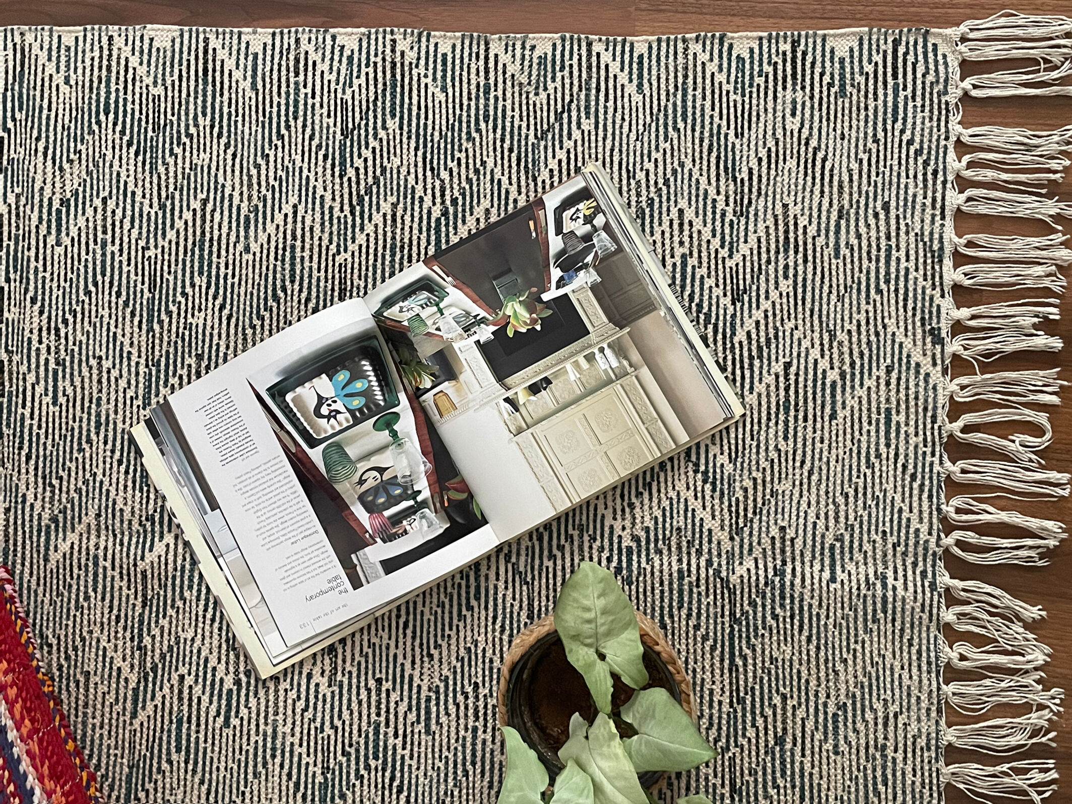 Cotton hand weaved hand block printed picnic rug