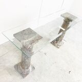 Vintage marble column console table Italy, 1960s