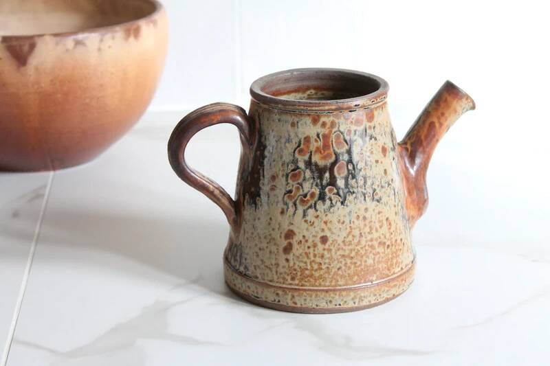 Vintage stoneware pottery, glazed ceramic jug by Jean Pierre Prudhomme.