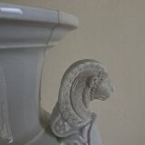 XXL white lion head neo-classical amphora vase from the Empire Consulate.