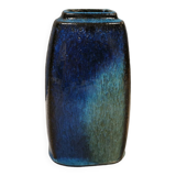 Vase in several shades of blue, from Danish Stogo art pottery. Estimated 1970-1980s