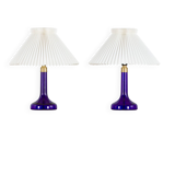 Pair of deep blue table lamps by Holmegaard for Le Klint, Denmark 1970s