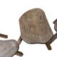 Duo of brutalist wooden chairs and a stool 1960