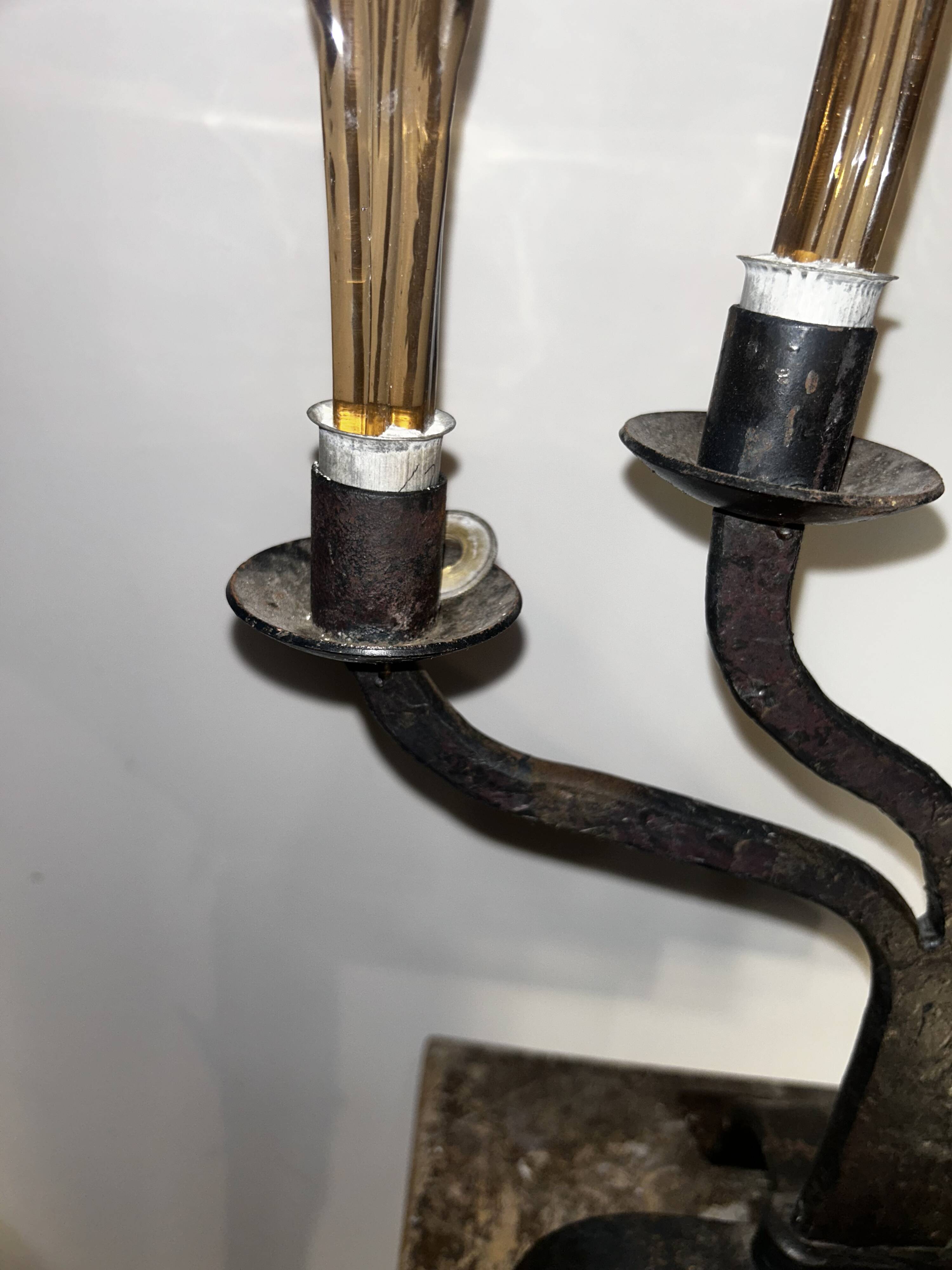 Metal candlestick, Murano glass ornament