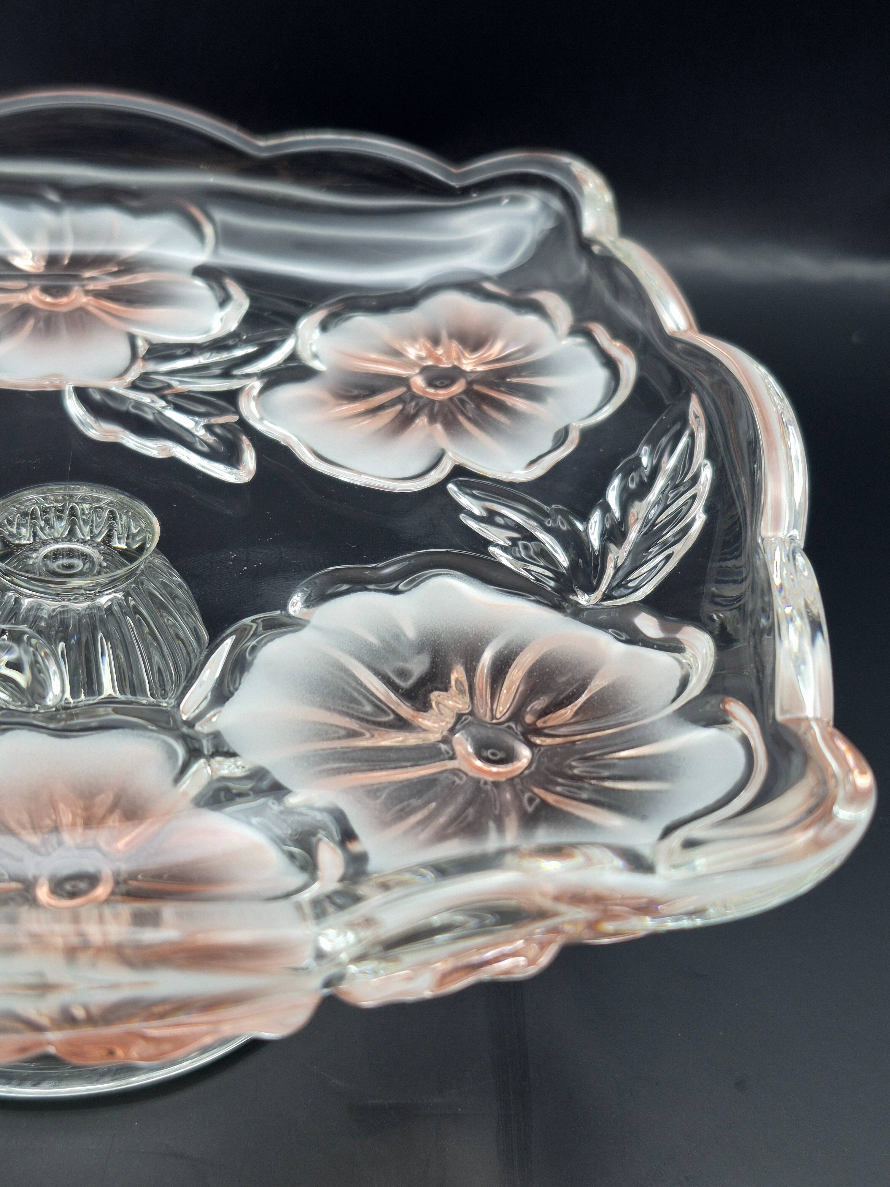 Vintage glass display stand "Pansy Bouquet Pink" — Studio Nova by Mikasa