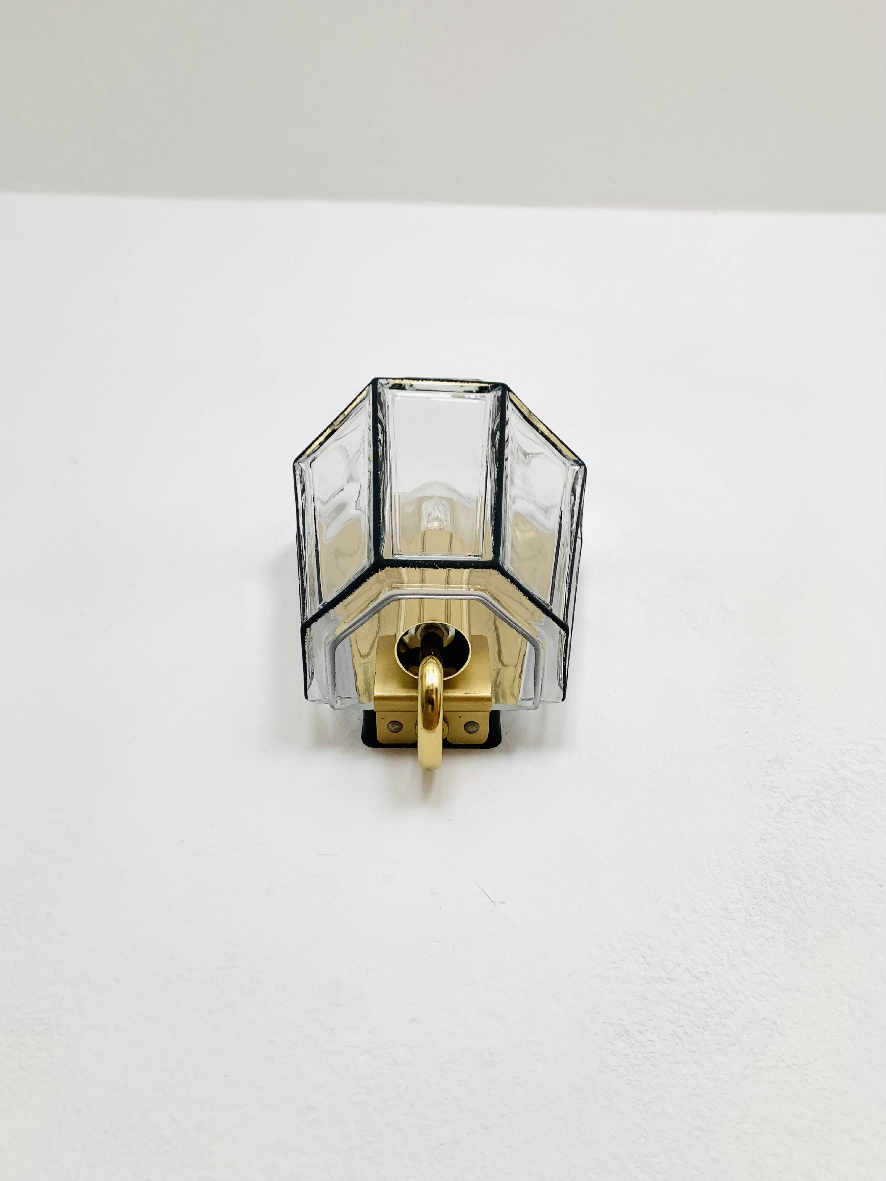 Set of 2 Glass Wall Lamps by Glashütte Limburg