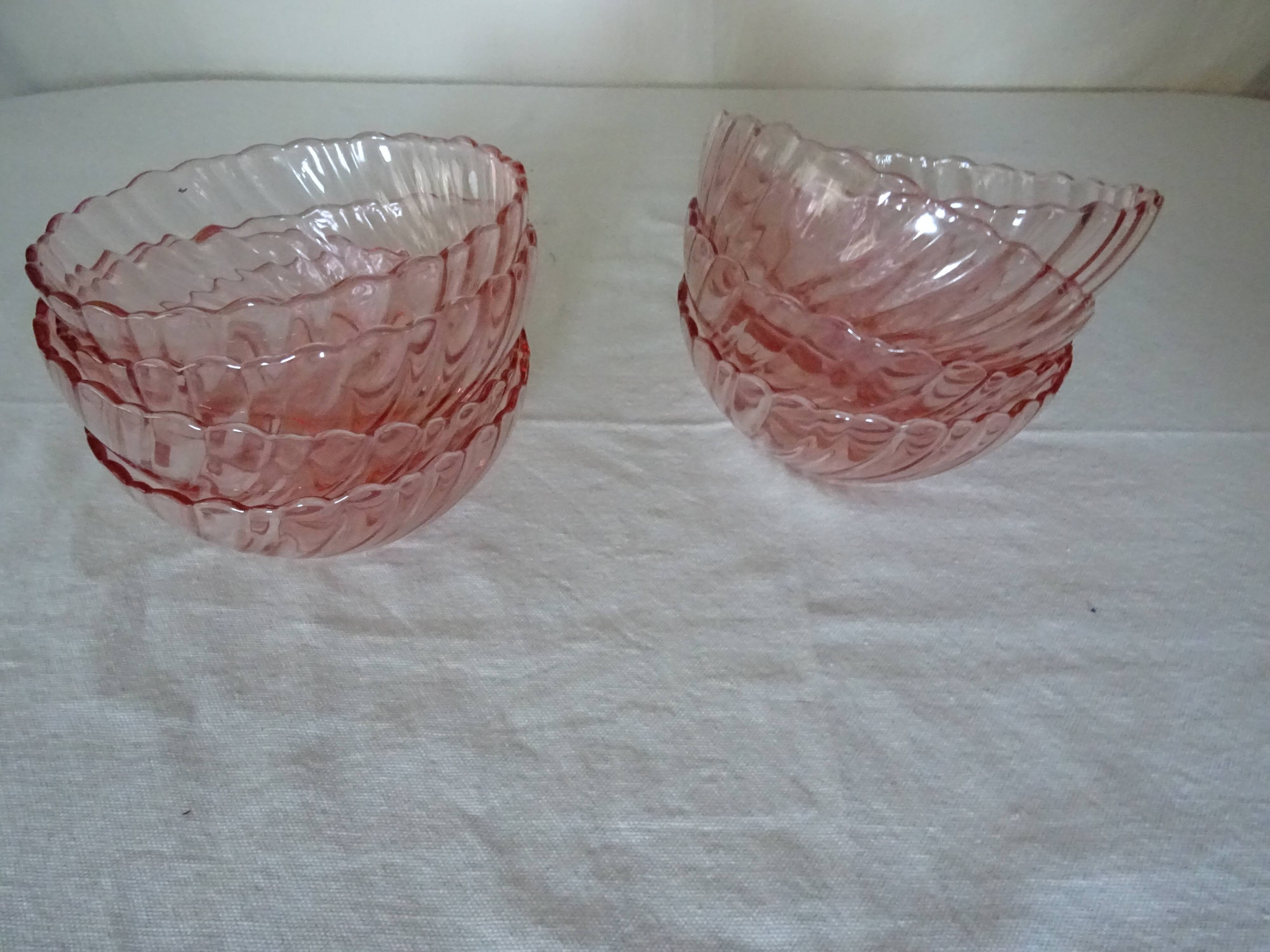 8 cups ARCOROC ROSALINE vintage twisted pink 358112