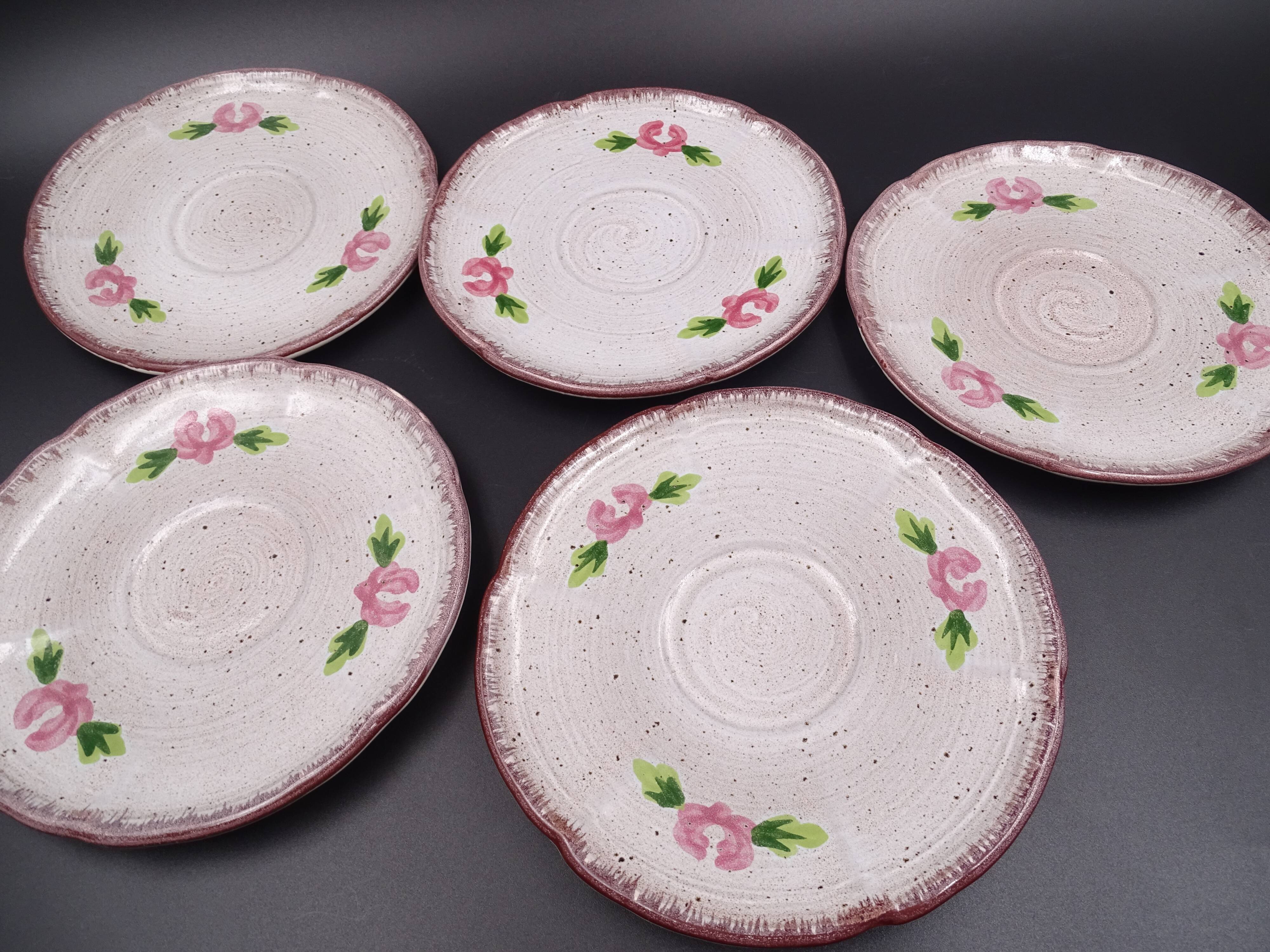 Set of 10 tea cups or coffee Niderviller model Cassandra - Flower decoration