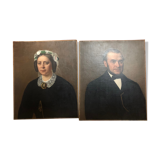 Pair of old paintings portraits