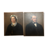 Pair of old paintings portraits