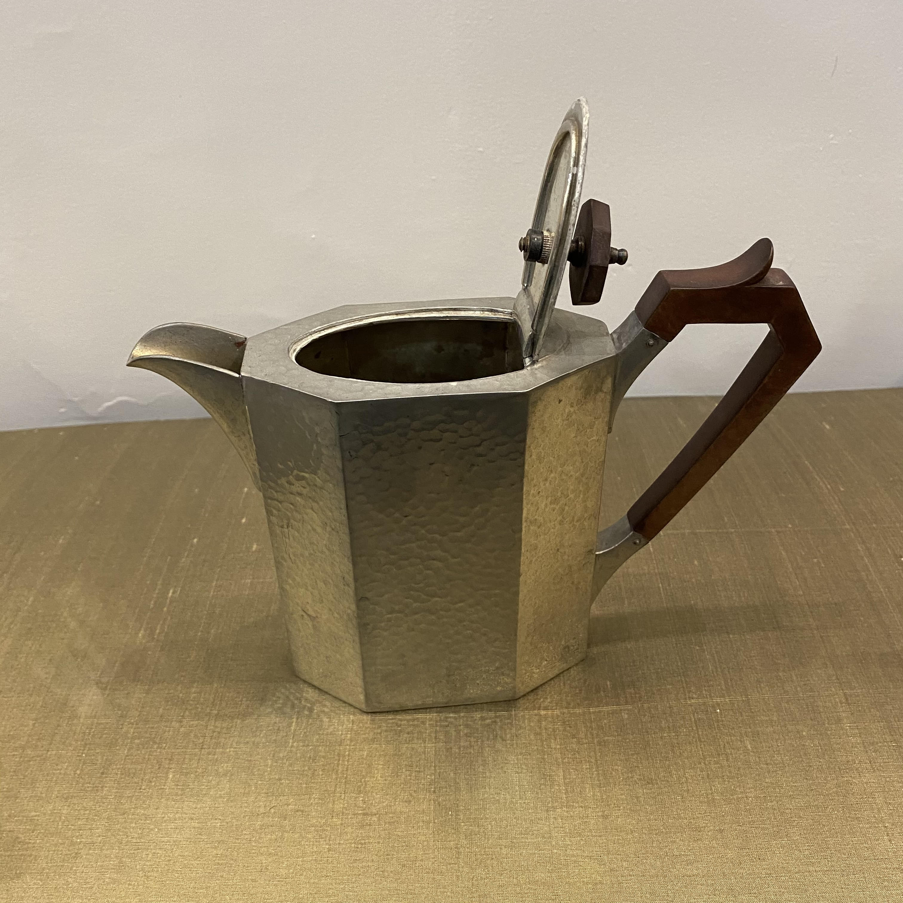 Art deco tea and coffee set in silver plated copper pewter craftsmen