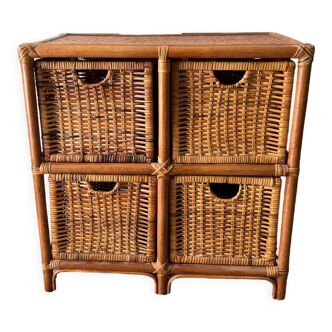 Rattan chest of drawers lockers