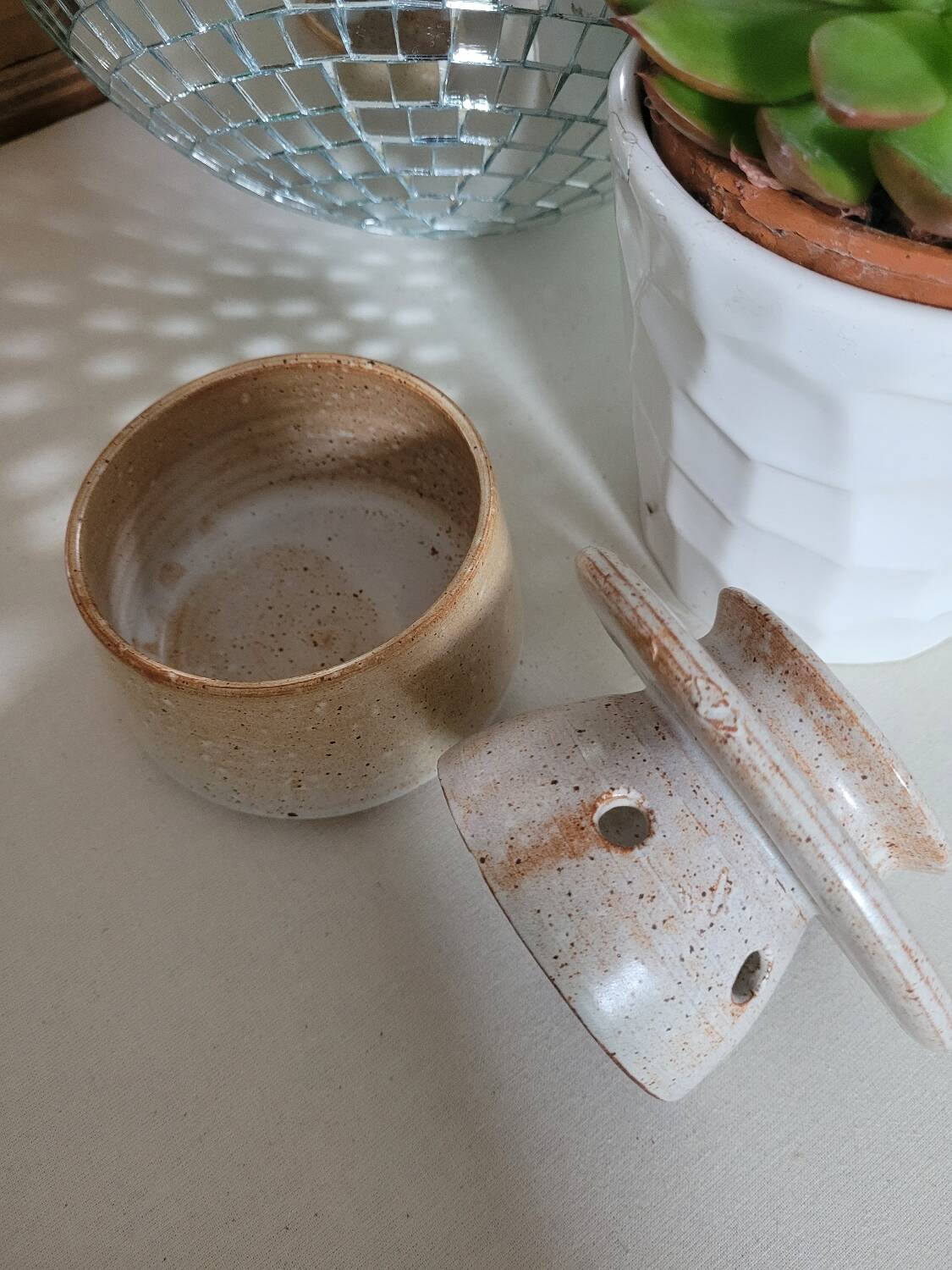 Water butter dish in glazed stoneware