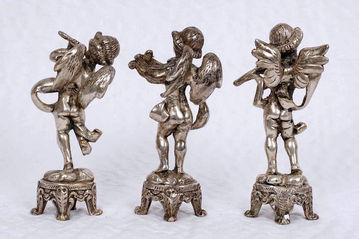 Set of three musician cherubs in cast lead - period: 20th century