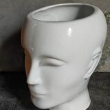 White ceramic pot cover vase 60s