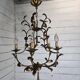 Vintage 5-light foliage chandelier in gold metal