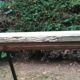 Table en bois brut pitchpin avec ses 2 tréteaux en métal