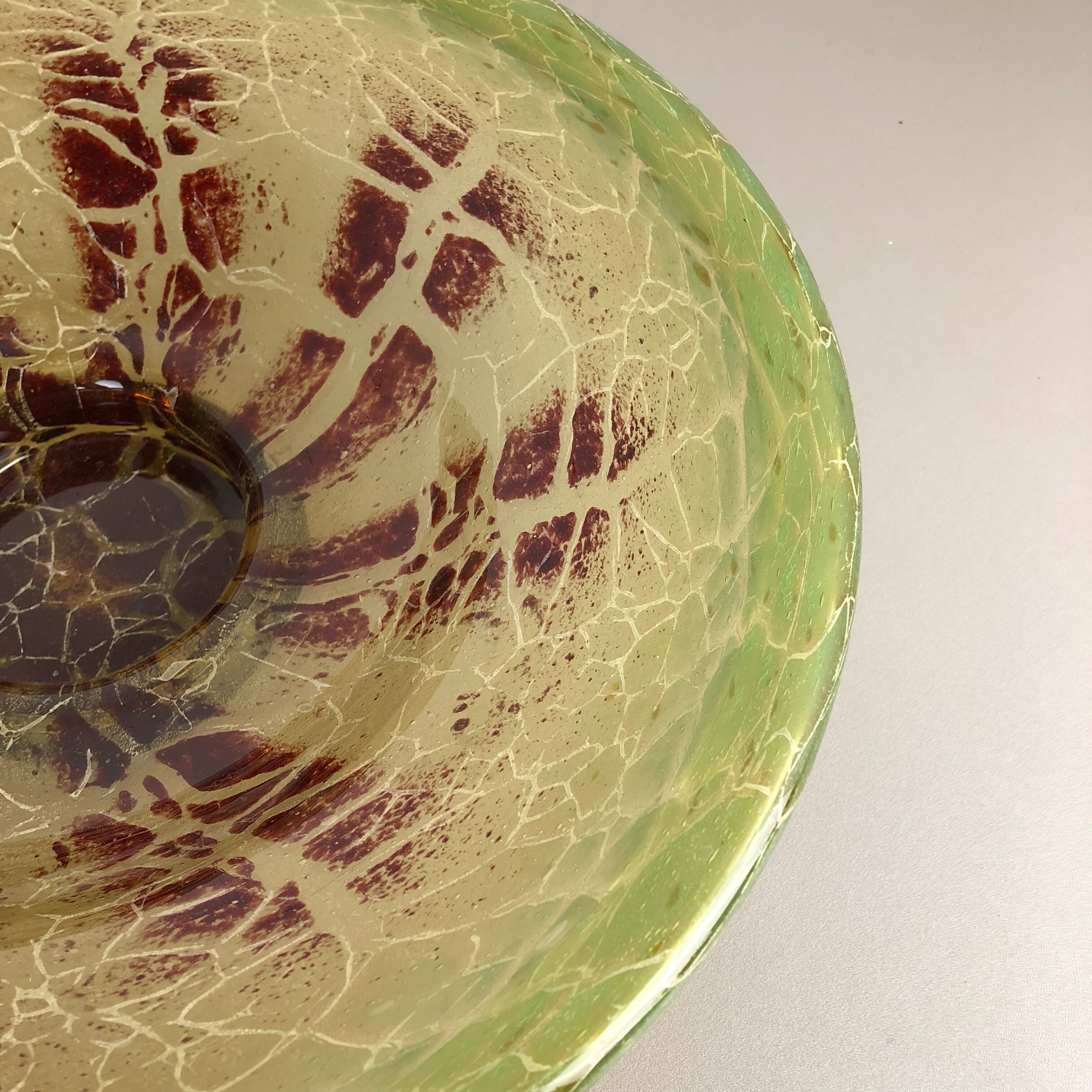 German Glass Bowl by Karl Wiedmann for WMF Ikora, 1930s Bauhaus Art Deco