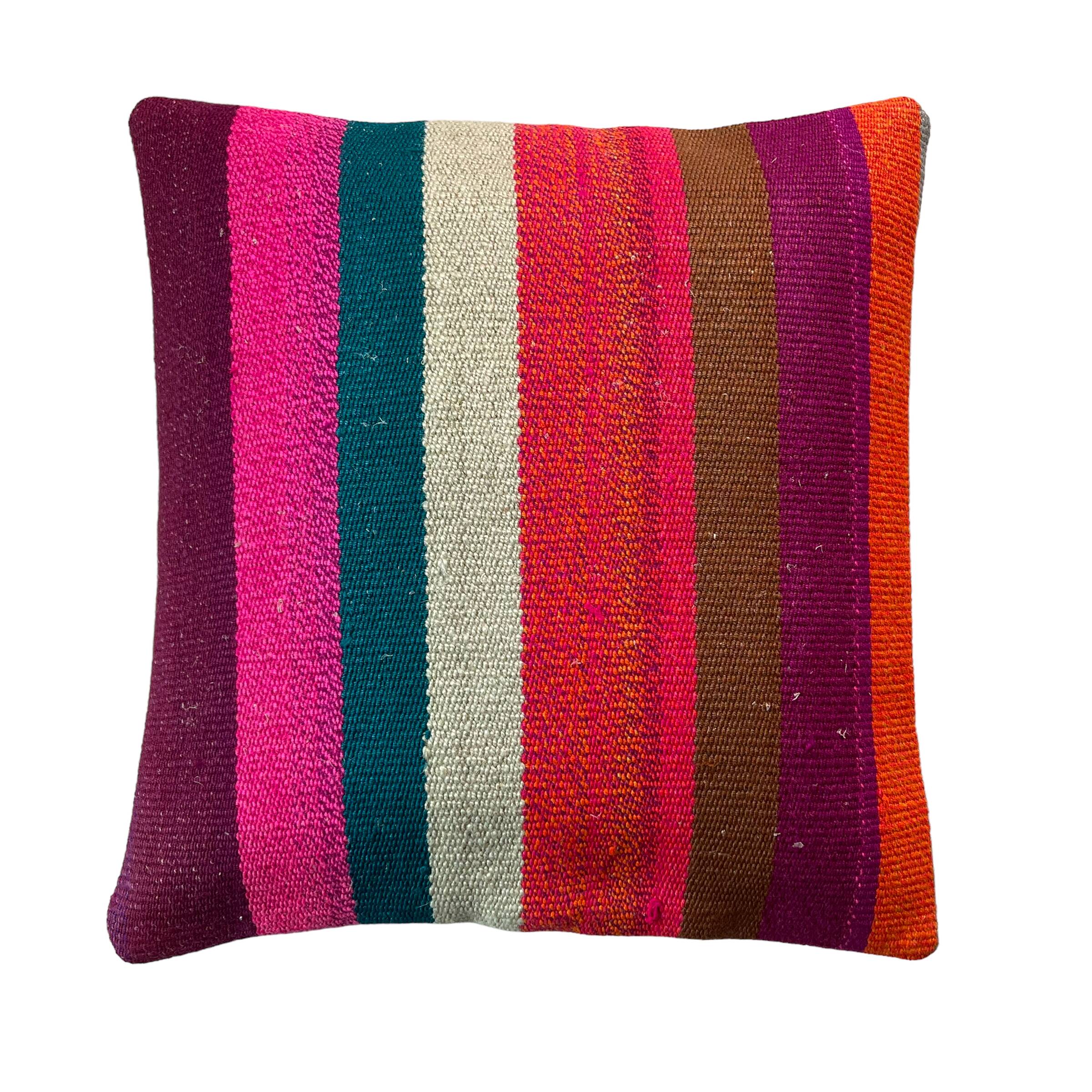 Vintage turkish kilim cushion cover , 40 x 40 cm