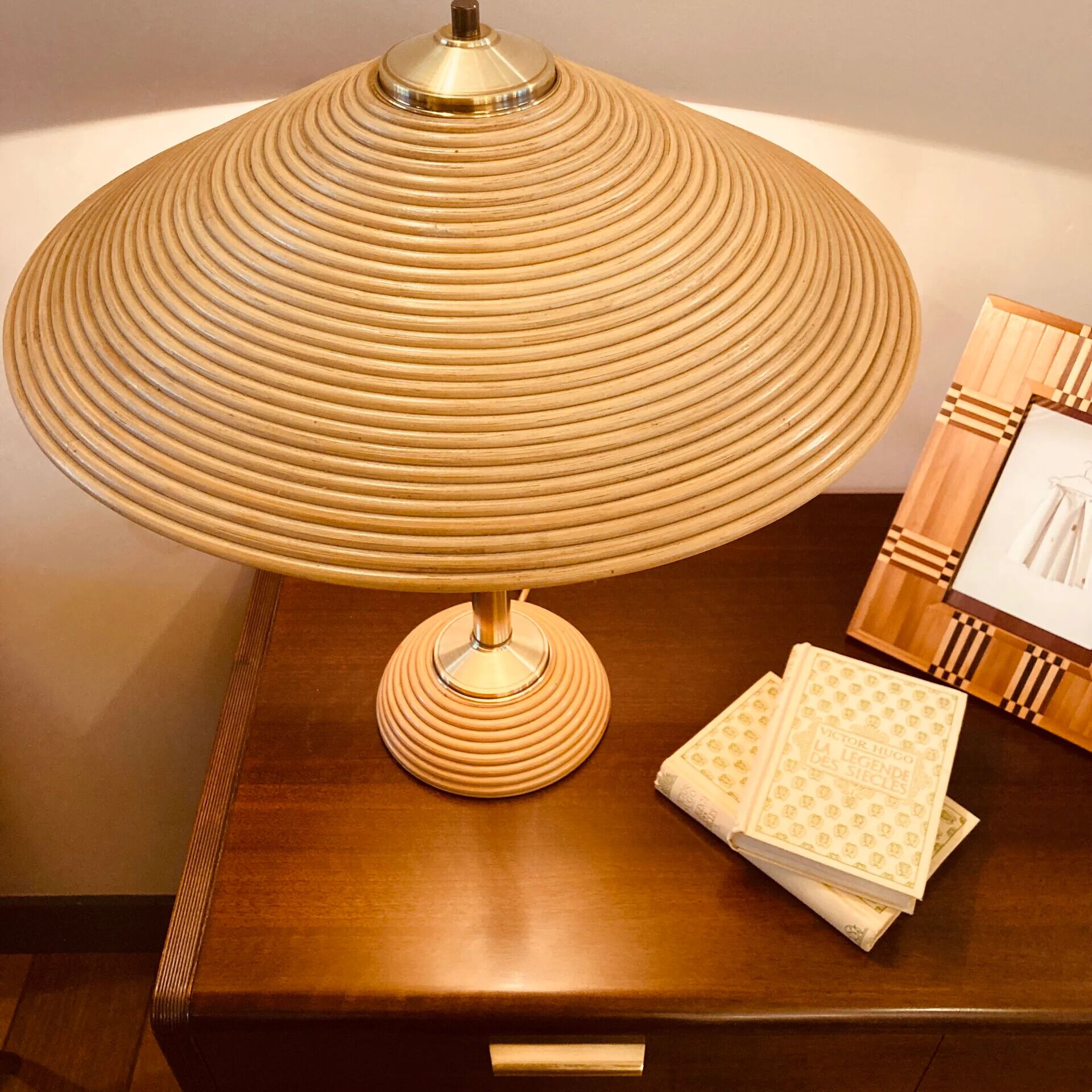 Pencil reed table lamp 1970s