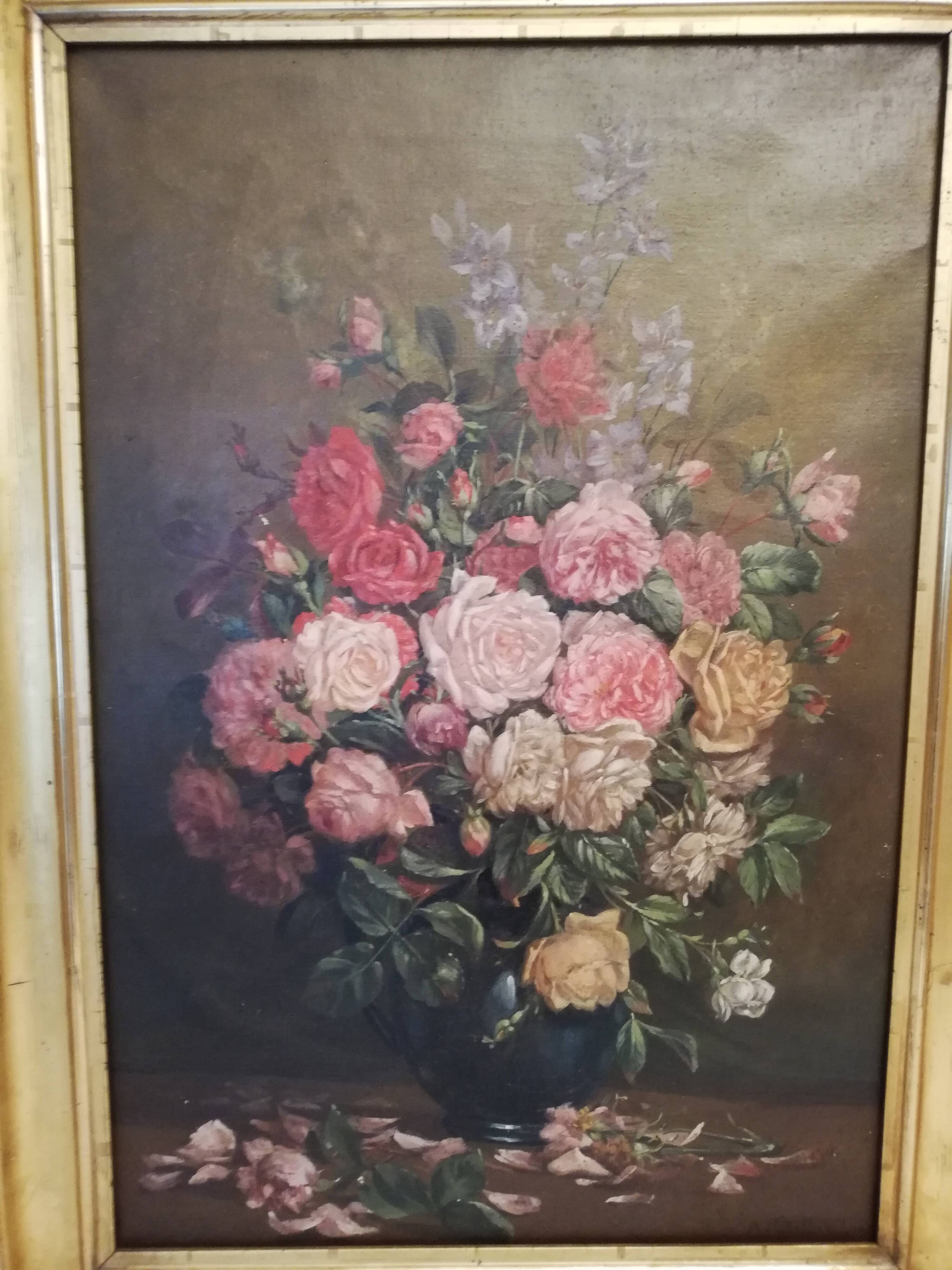 Oil on canvas bouquet of roses