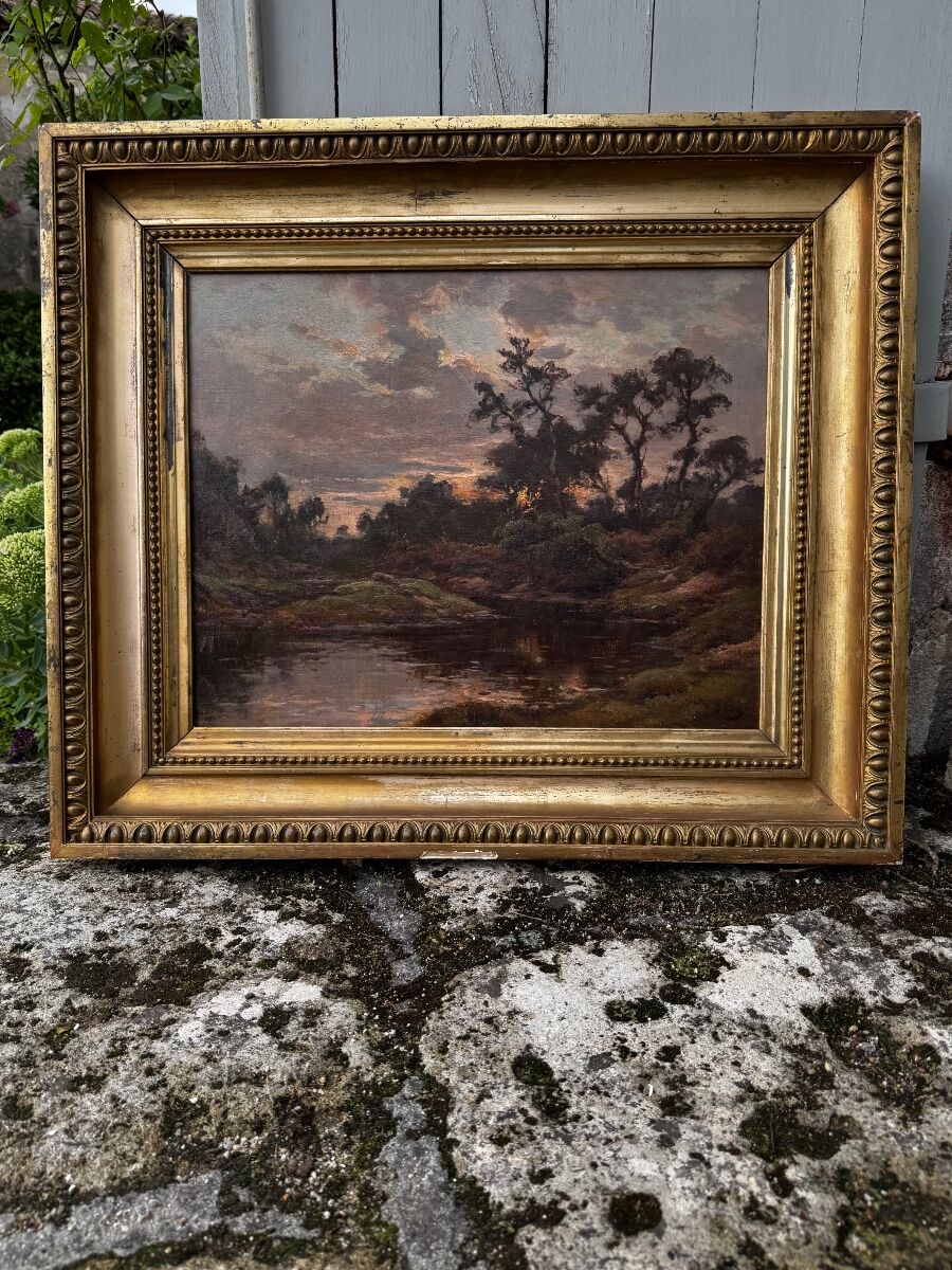 Louis Marius Gueit 1877-1956 The Dawn in the Landes signed Hsp 42 x 53cm