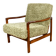 Wooden vintage brown armchair, olive green long hair, design by Z. Bączyk - 2 pieces available