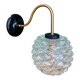 Swan neck vintage globe wall light in moulded glass