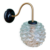Swan neck vintage globe wall light in moulded glass