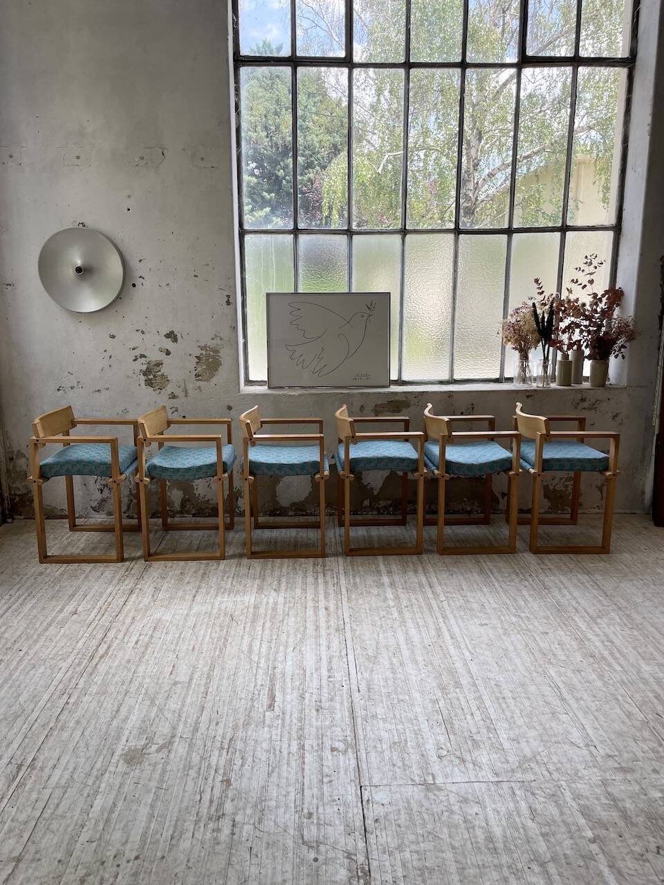 Set of 6 oak chairs with armrests Ate Van Apeldoorn