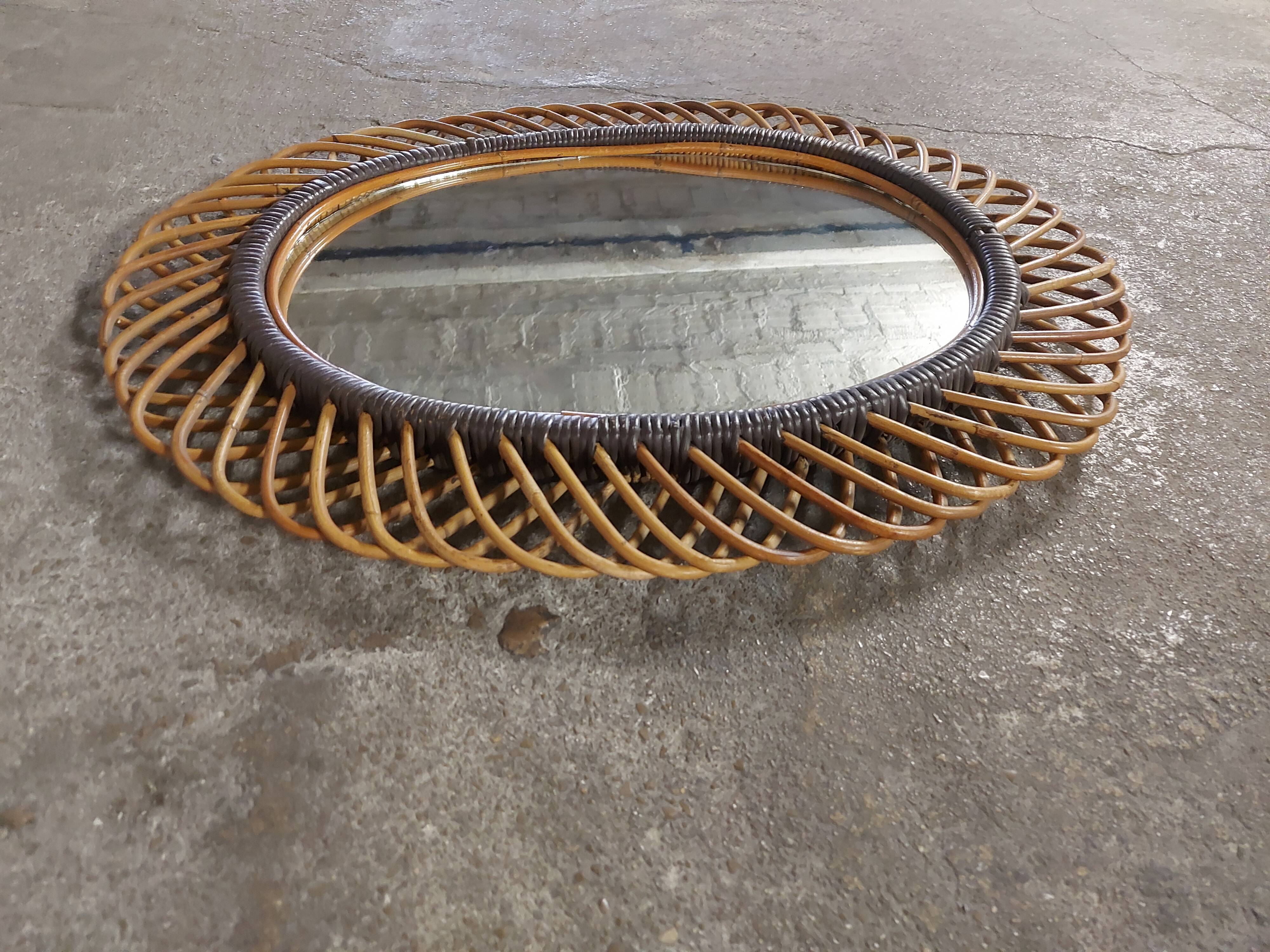 Very large rattan mirror