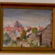 Huile sur panneau suédoise originale du milieu du siècle « Visby City » par ER.OLSSON