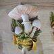 Set of 4 decorative ceramic wall plaques featuring mushrooms (signed) - 14cm