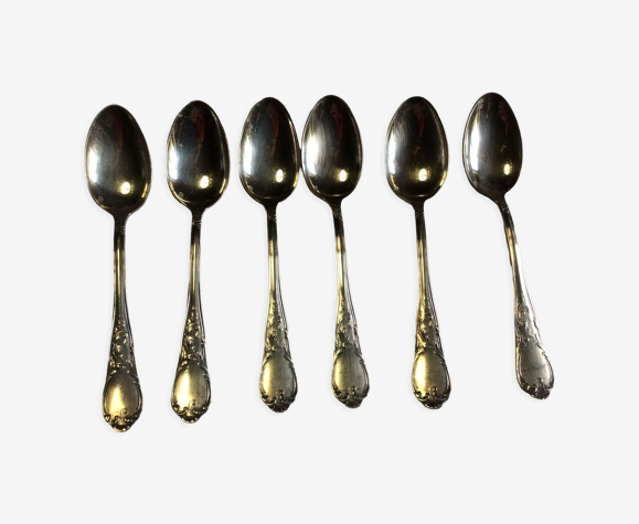 6 cuillères à moka, métal argenté