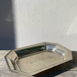 Octagonal silver-plated metal dish