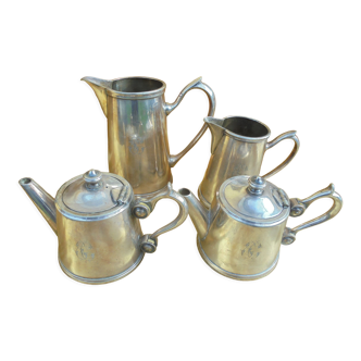 Tea Service Monogrammed Silver Metal Felix Fréres Toulouse