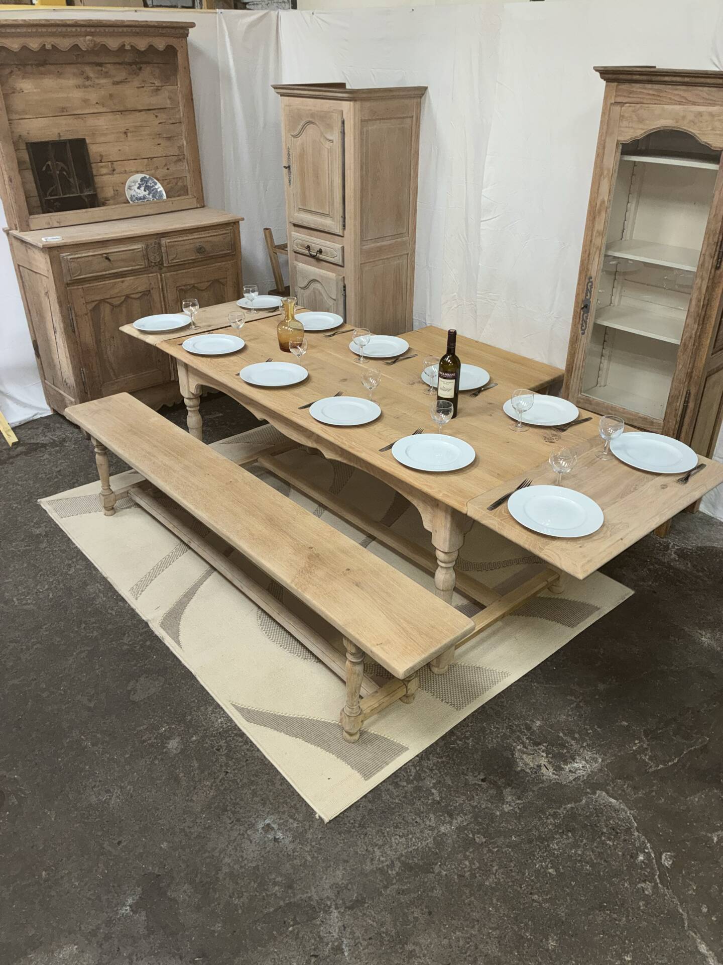 Table de ferme en chêne massif avec rallonges