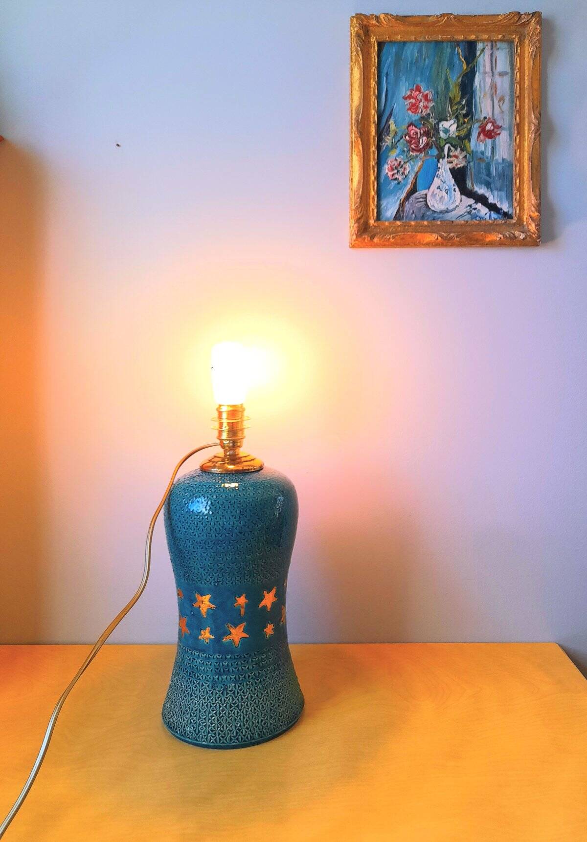 Starry ceramic lamp A. Rousset 1950