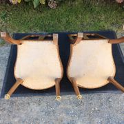 Snowshoe chairs (duo) upholstered louis XVI style of period 1920 in walnut.
